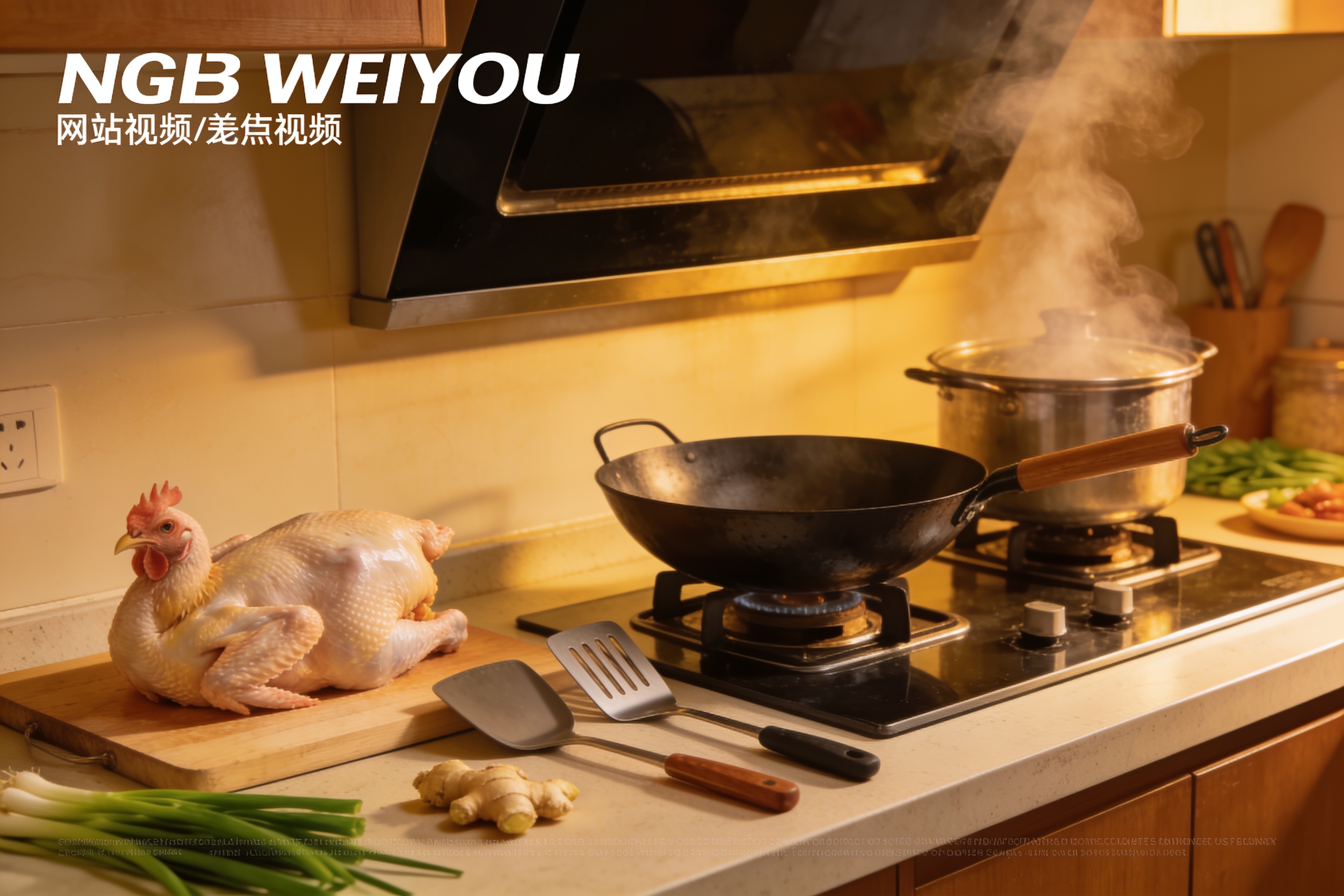 厨房烹饪环境全景视频帧